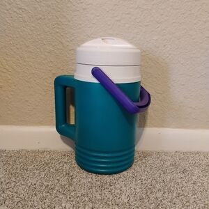 Vintage 90's IGLOO 1/2 Gallon Teal/Purple Drink Cooler Beverage Jug  insulated